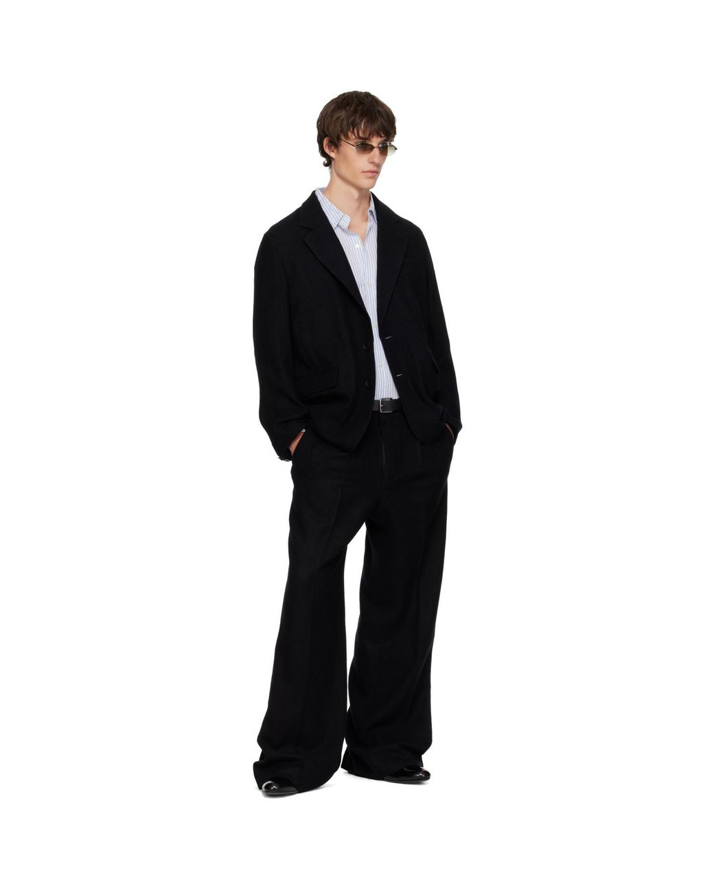 Sir Black Pleated Tailored Trousers for men