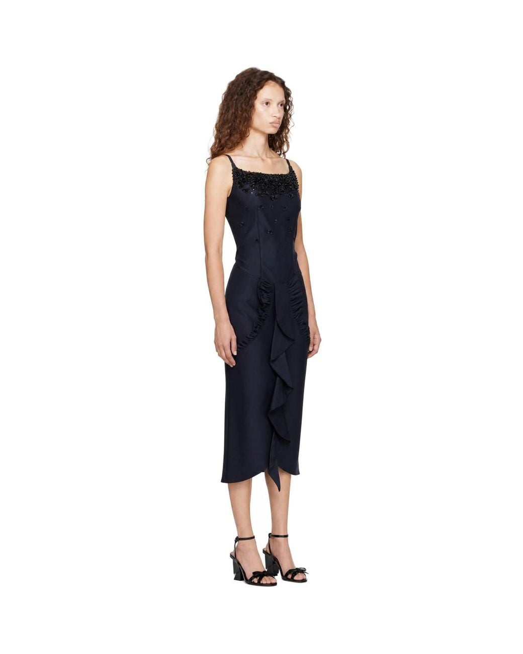 ShuShu/Tong Blue Ruffled Trim Maxi Dress