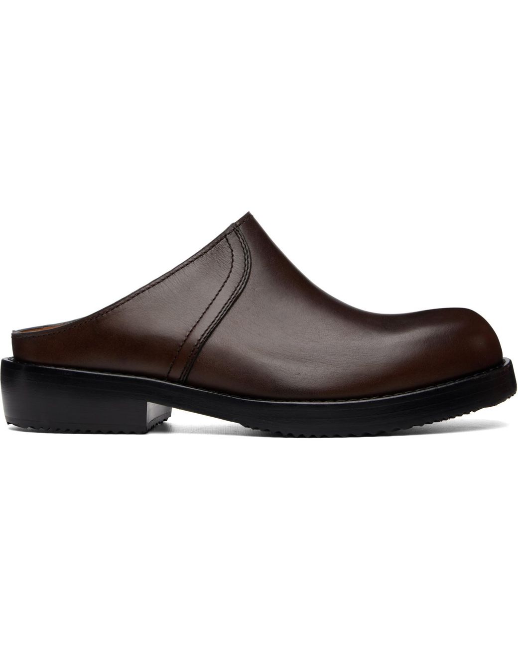 Dries Van Noten Brown Leather Clog Loafers for men