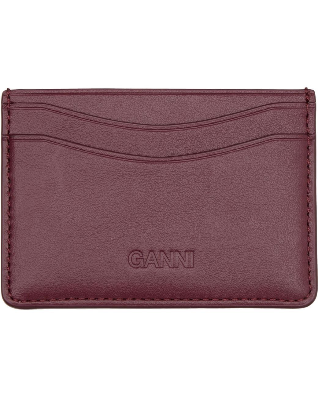 Ganni Purple Burgundy Bou Forest Teddy Card Holder