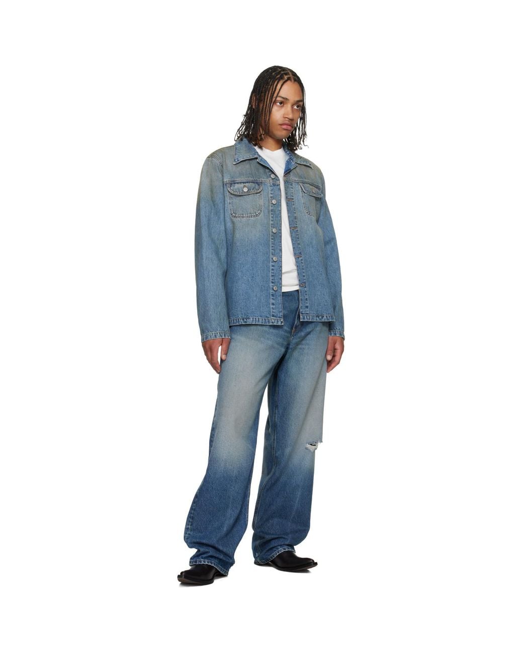 MM6 by Maison Margiela Blue Denim Trucker Jacket for men