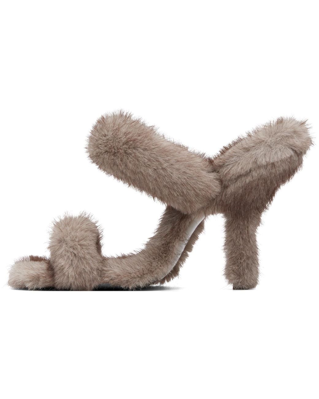 Alexander Wang Gray Paloma 105Mm Faux-Fur Sandals