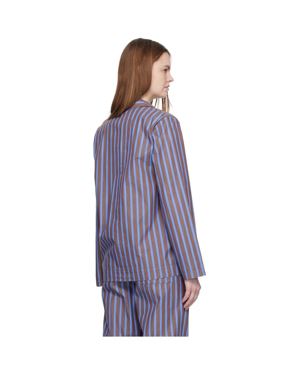 Tekla Purple Poplin Long-Sleeved Pyjama Shirt