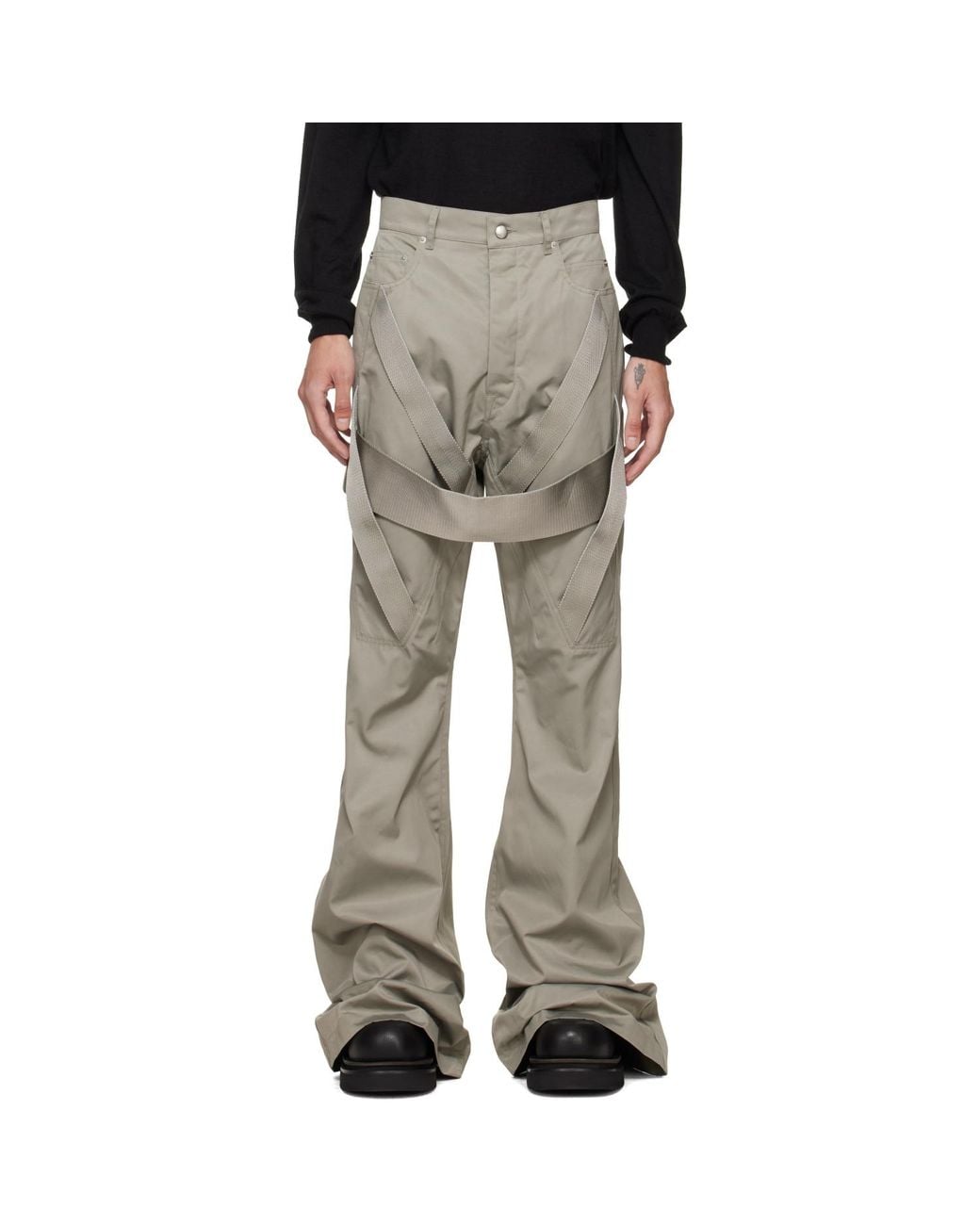 Rick Owens Gray Tower Megastrapped Bolan Bootcut Trousers for men