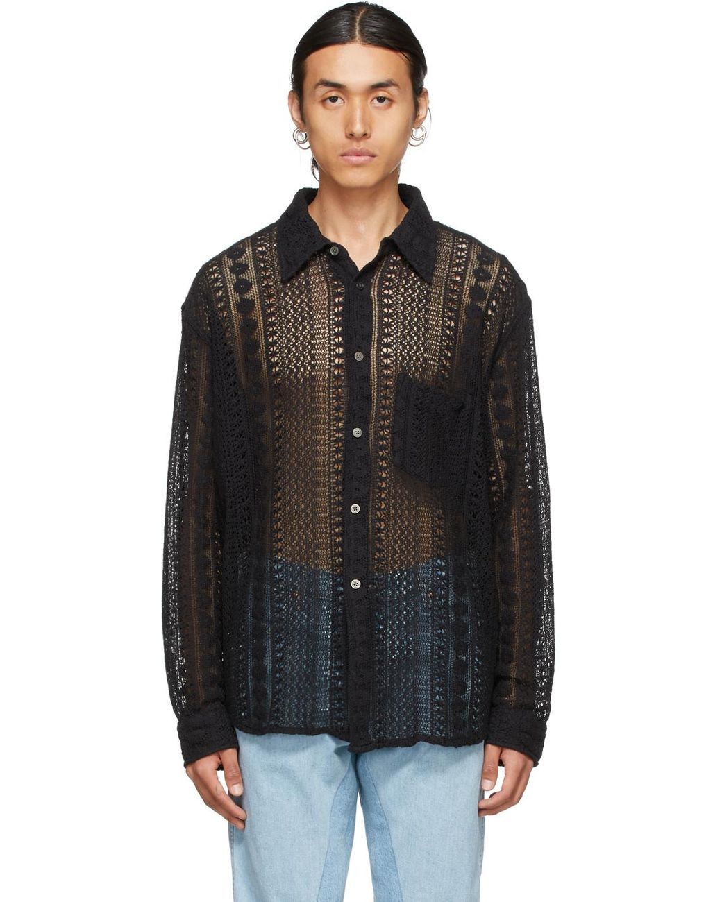 Our Legacy coco shirt クロシェ　シアー Our Legacy - Coco Shirt Washed Black Air Cotton