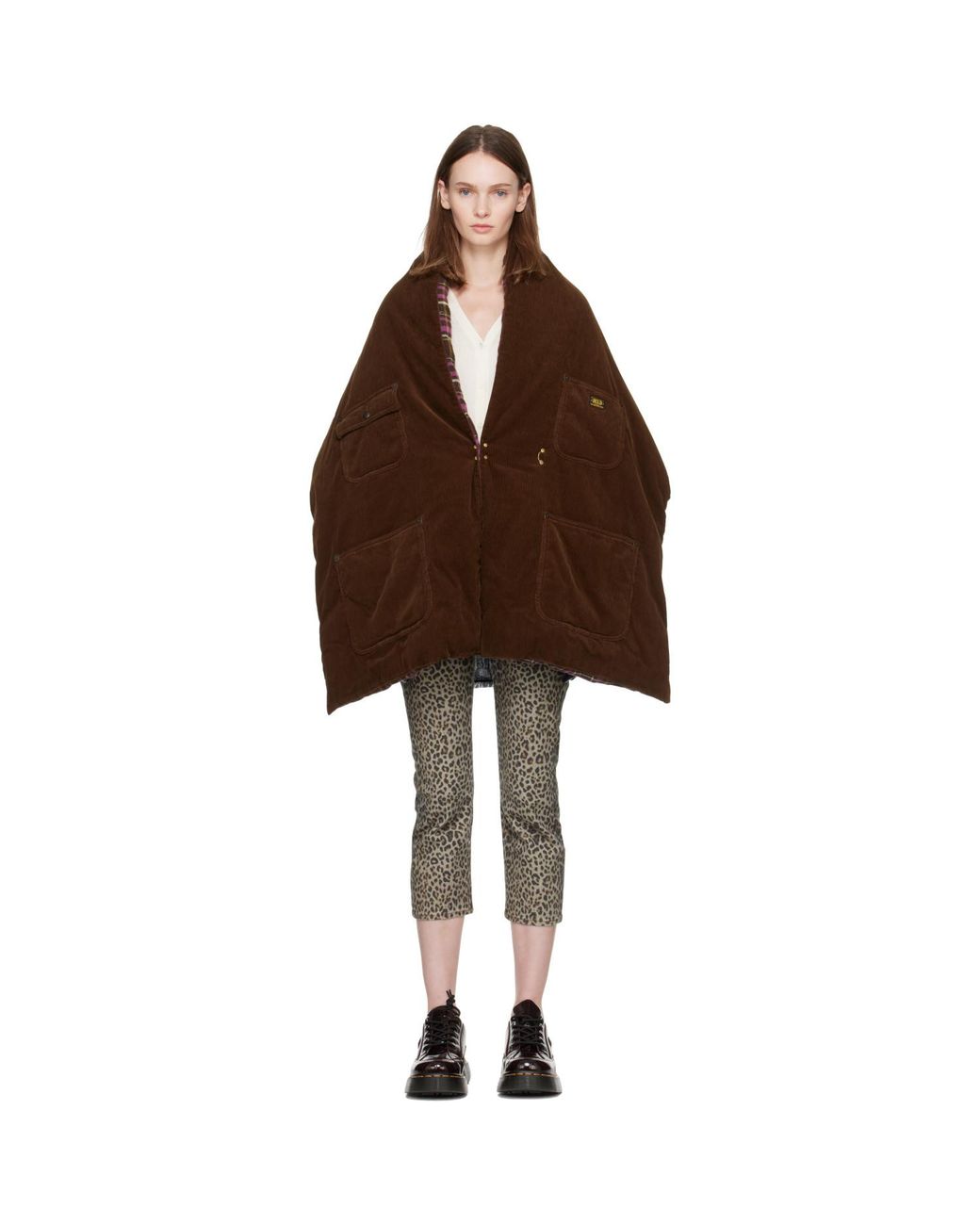 R13 Brown Padded Utility Scarf