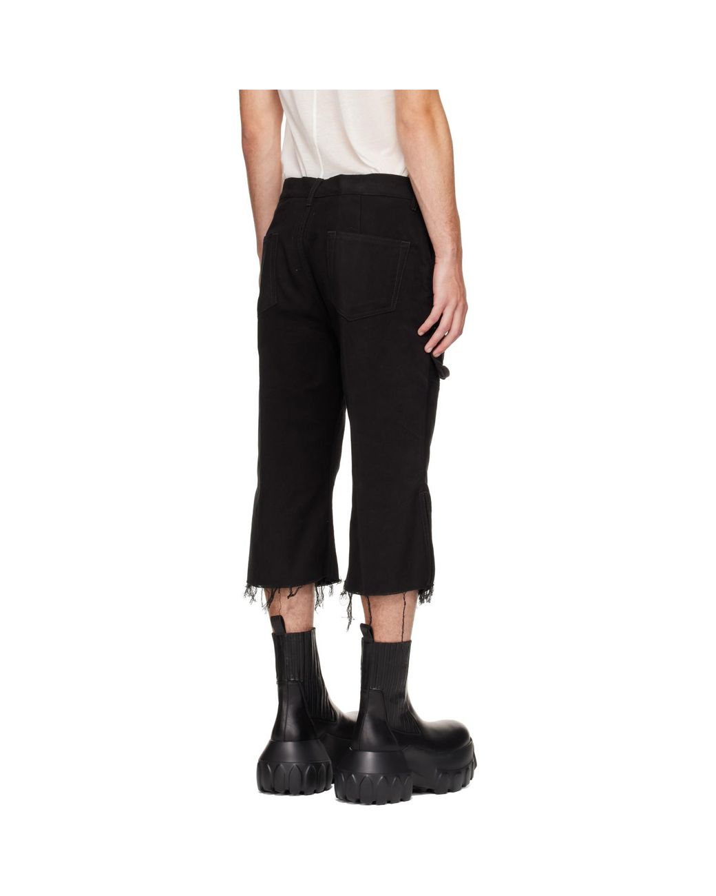 Rick Owens Black Tower Bolan Cutoff Cargo Pants for men