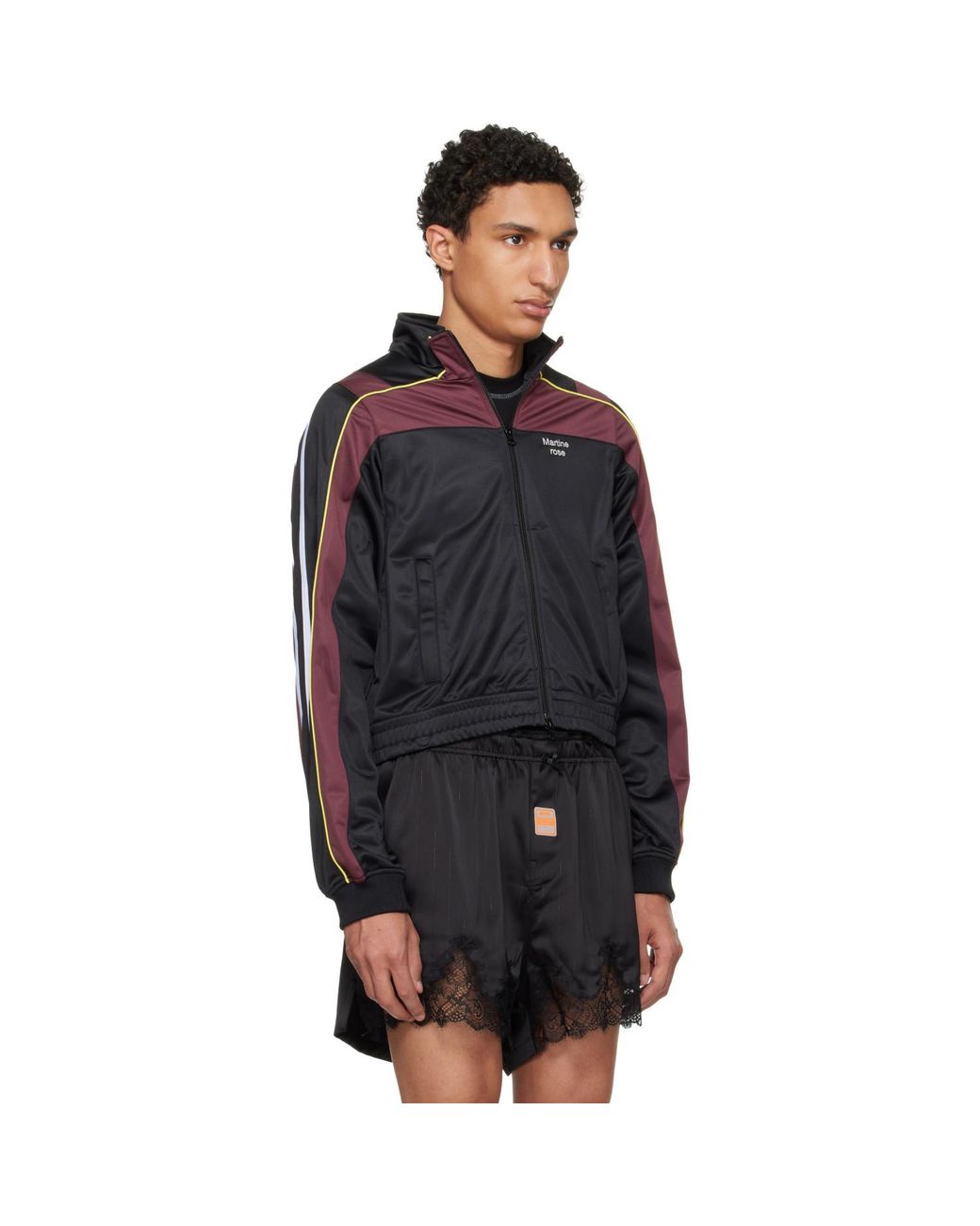 Martine Rose Black Burgundy Shrunken Track Jacket for men