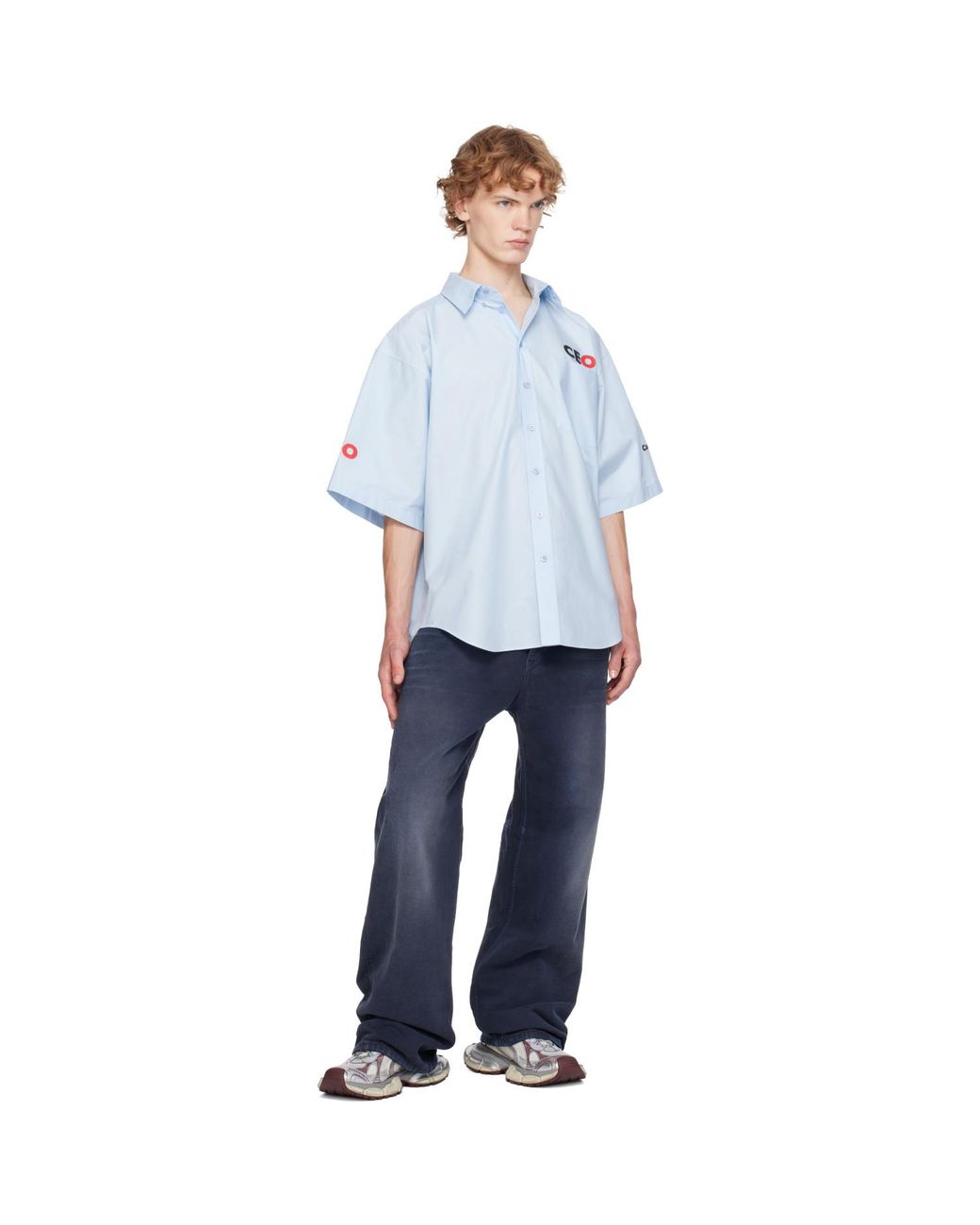 Balenciaga Blue Cotton Poplin Oversized Shirt for men
