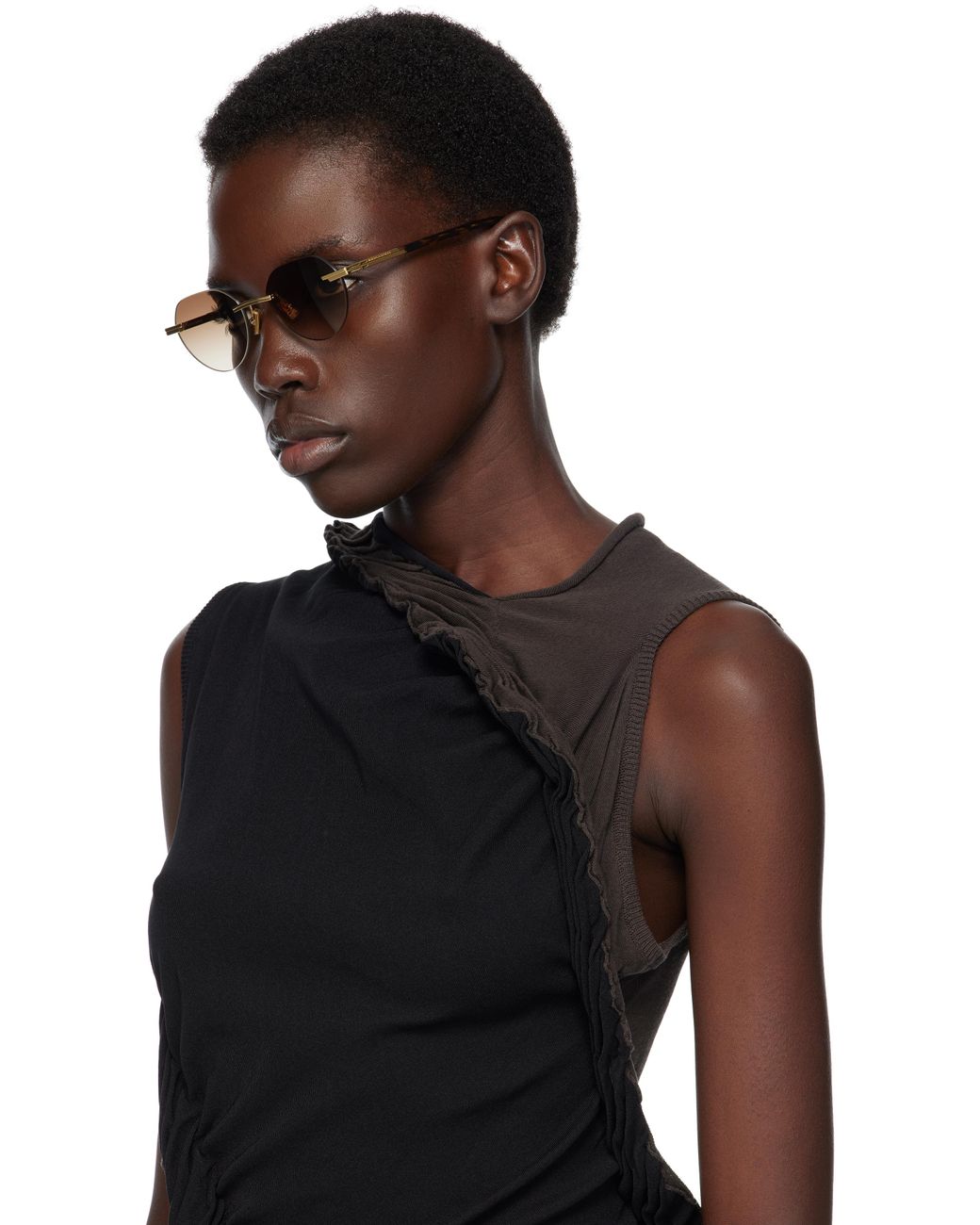 Bottega Veneta Black Glaze Rimless Sunglasses