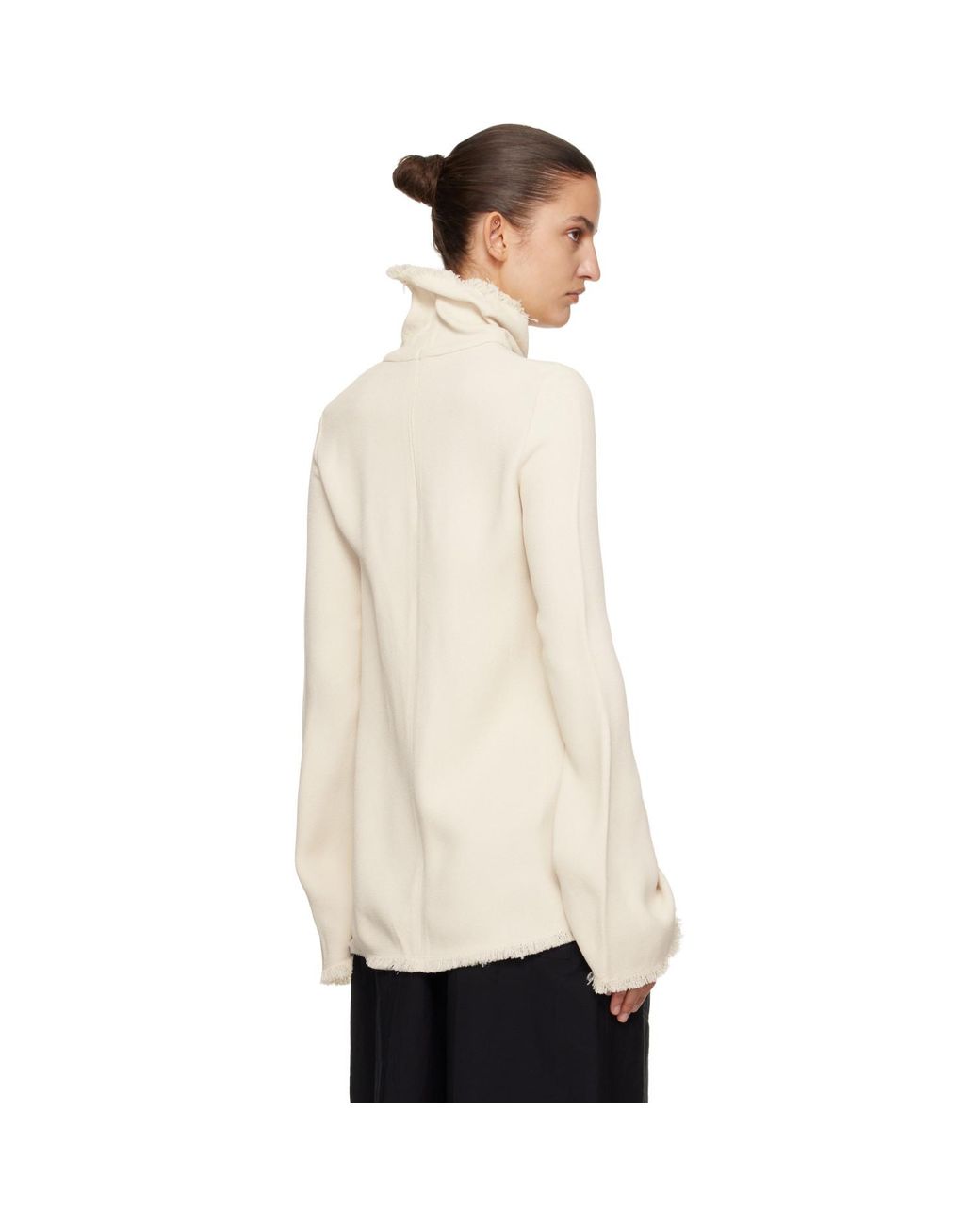 Totême Natural Frayed-Edge Slim Turtleneck