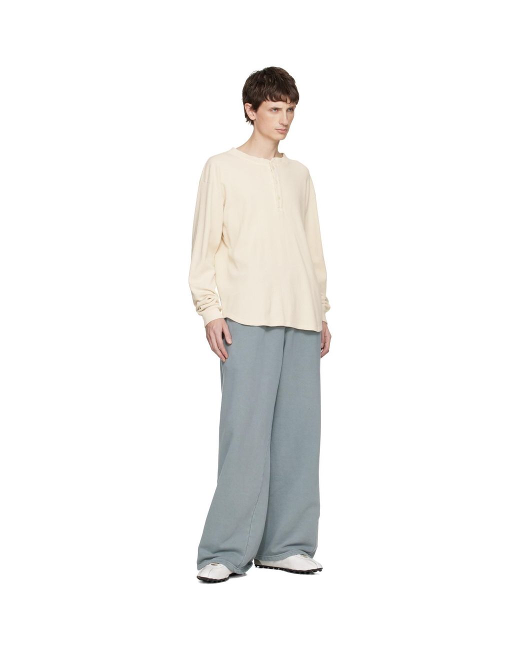 Les Tien White Off- Baseball Hem Henley for men