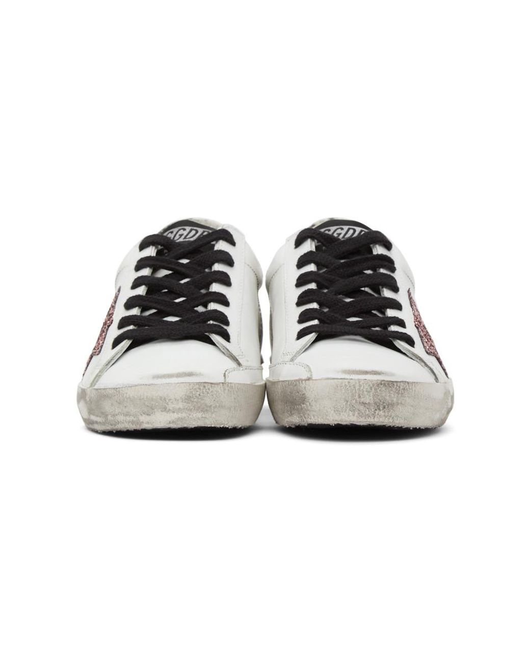 golden goose white glitter star snakeskin superstar sneakers