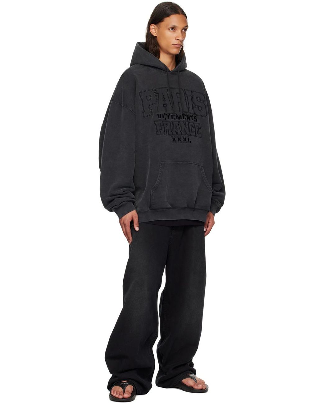VETEMENTS☆関税込☆ブラック Paris XXXL コットン フーディ Black 'Paris XXXL' Hoodie by VETEMENTS on Sale