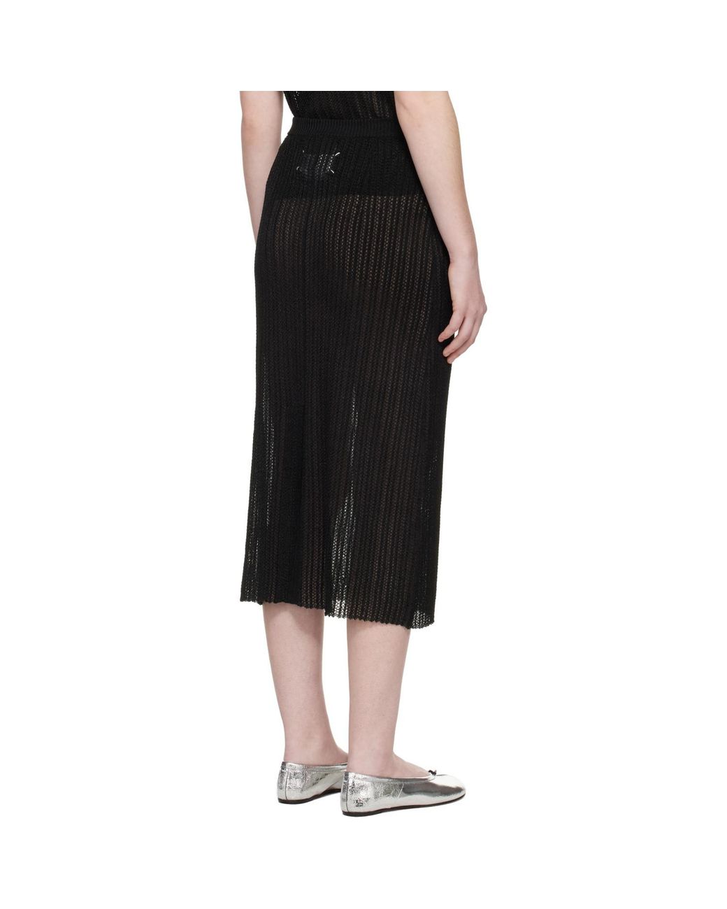 Maison Margiela Black Ribbed Knit Midi Skirt