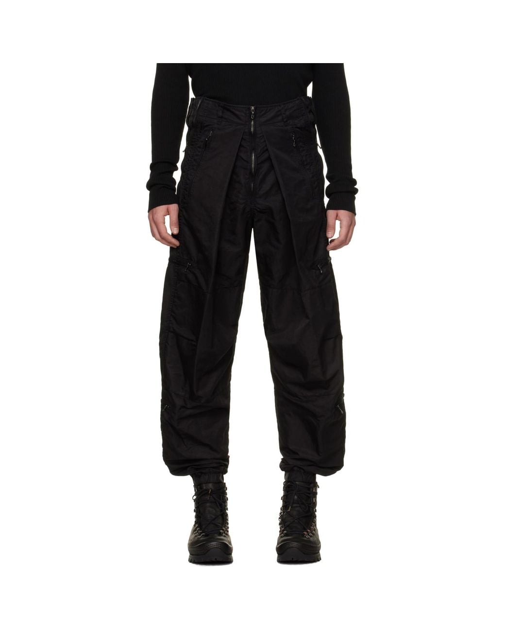 Julius Black Flight Zip Cargo Pants for men