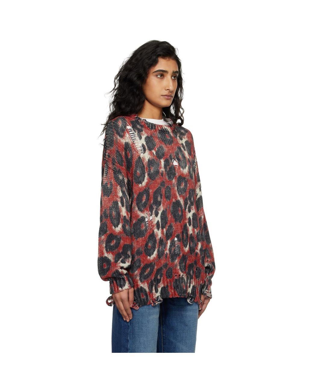 R13 Red Printed Oversized Sweater