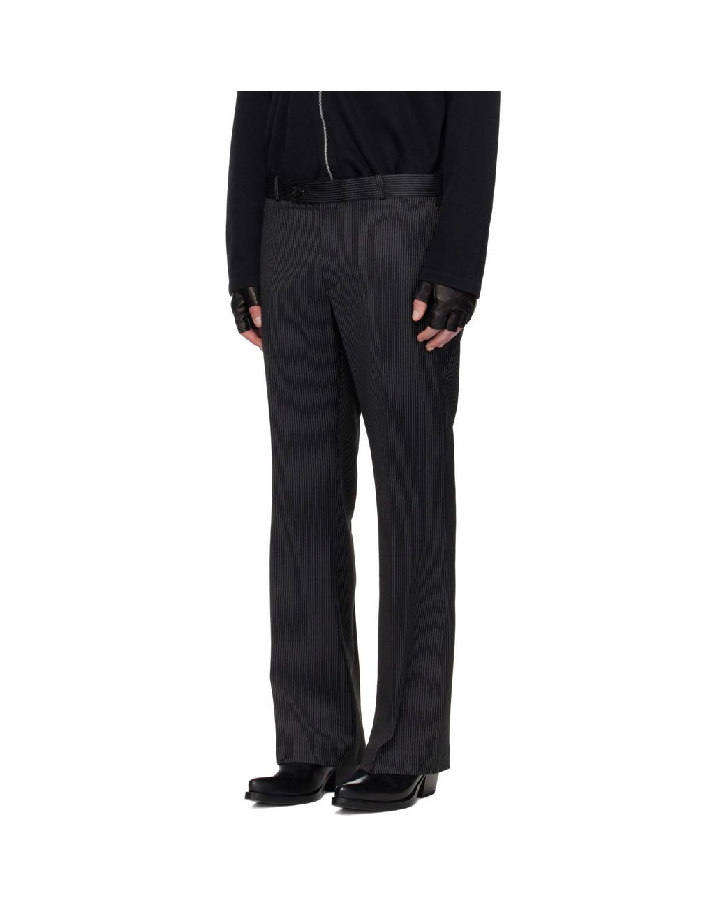 Ernest W. Baker Black Loose Fit Flare Trousers for men