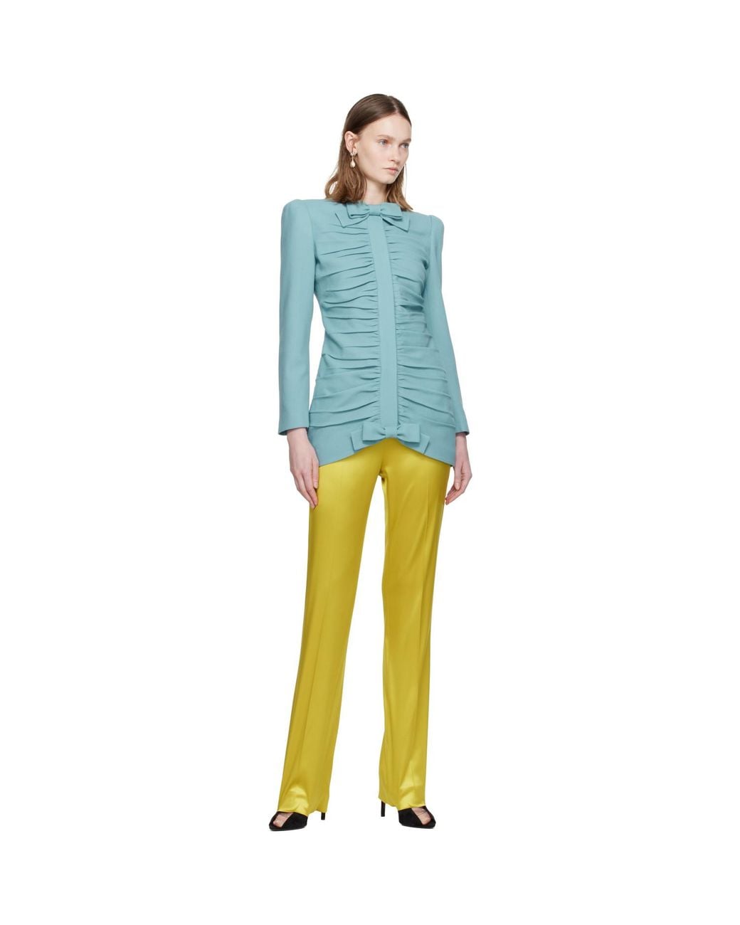 Valentino Yellow Double Duchesse Stretch Trousers