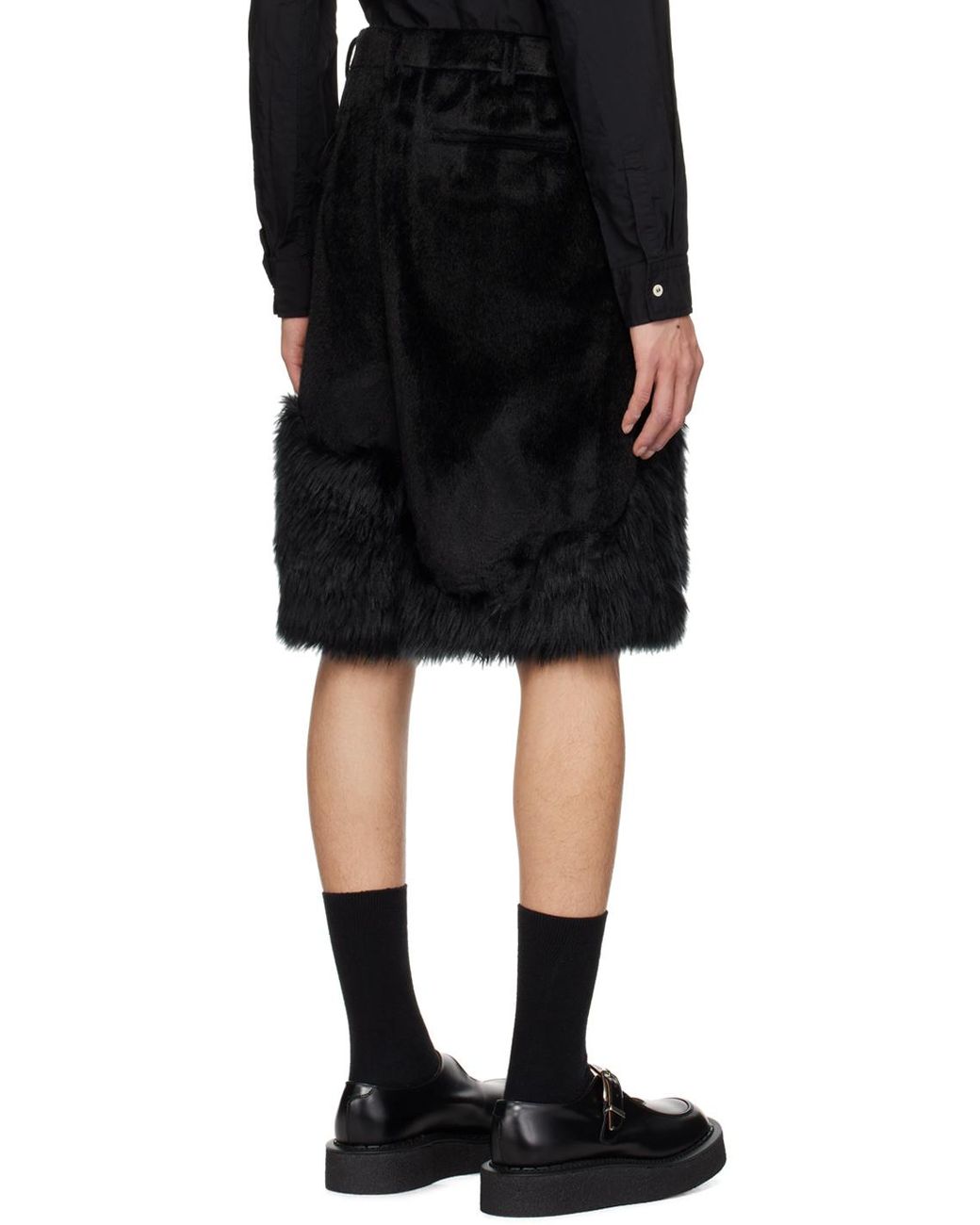 COMME des GARCONS フェイクファー ハーフパンツ COMME des GARCONS☆Homme Plusフェイクファーショーツ ブラック
