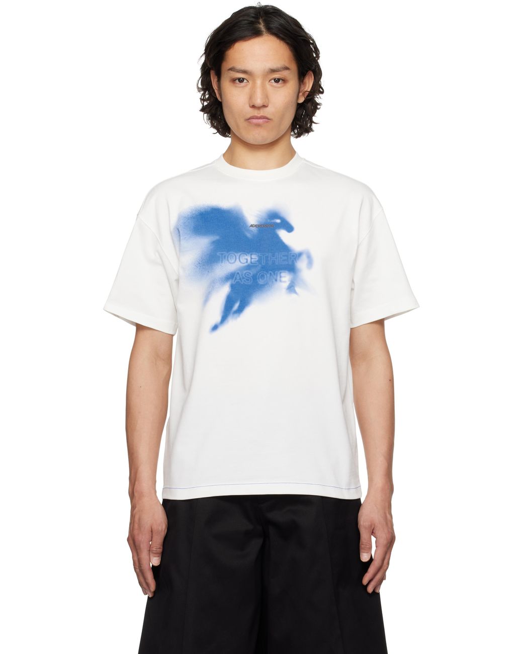 Tシャツ・カットソー ADER ERROR 25SS OFF WHITE 0106 GRAPHIC PRINT TEE SHIRT T-DIEGOR-G2 Man: T-shirt with metallic blurry-face print