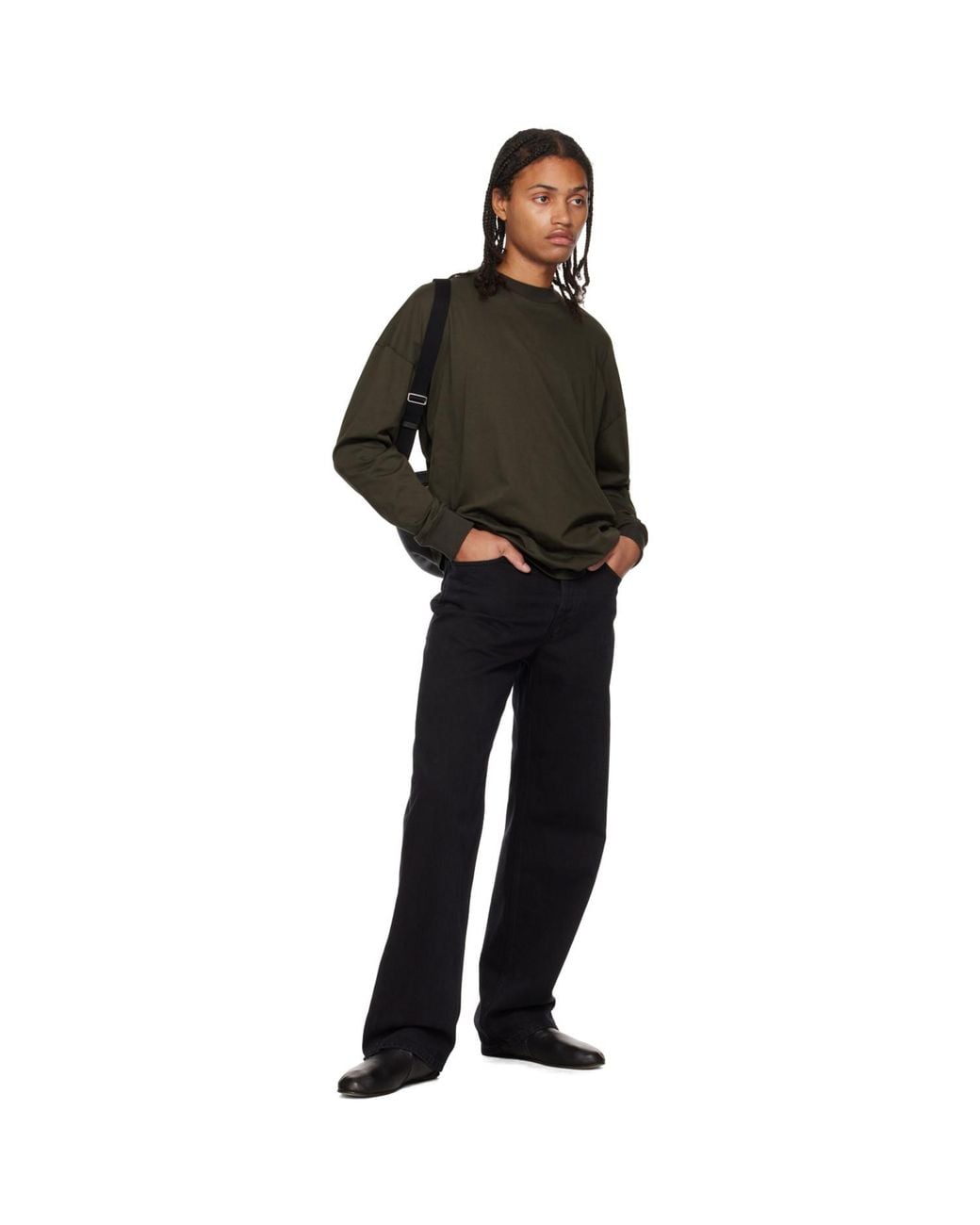 The Row Black Green Drago Long Sleeve T-shirt for men