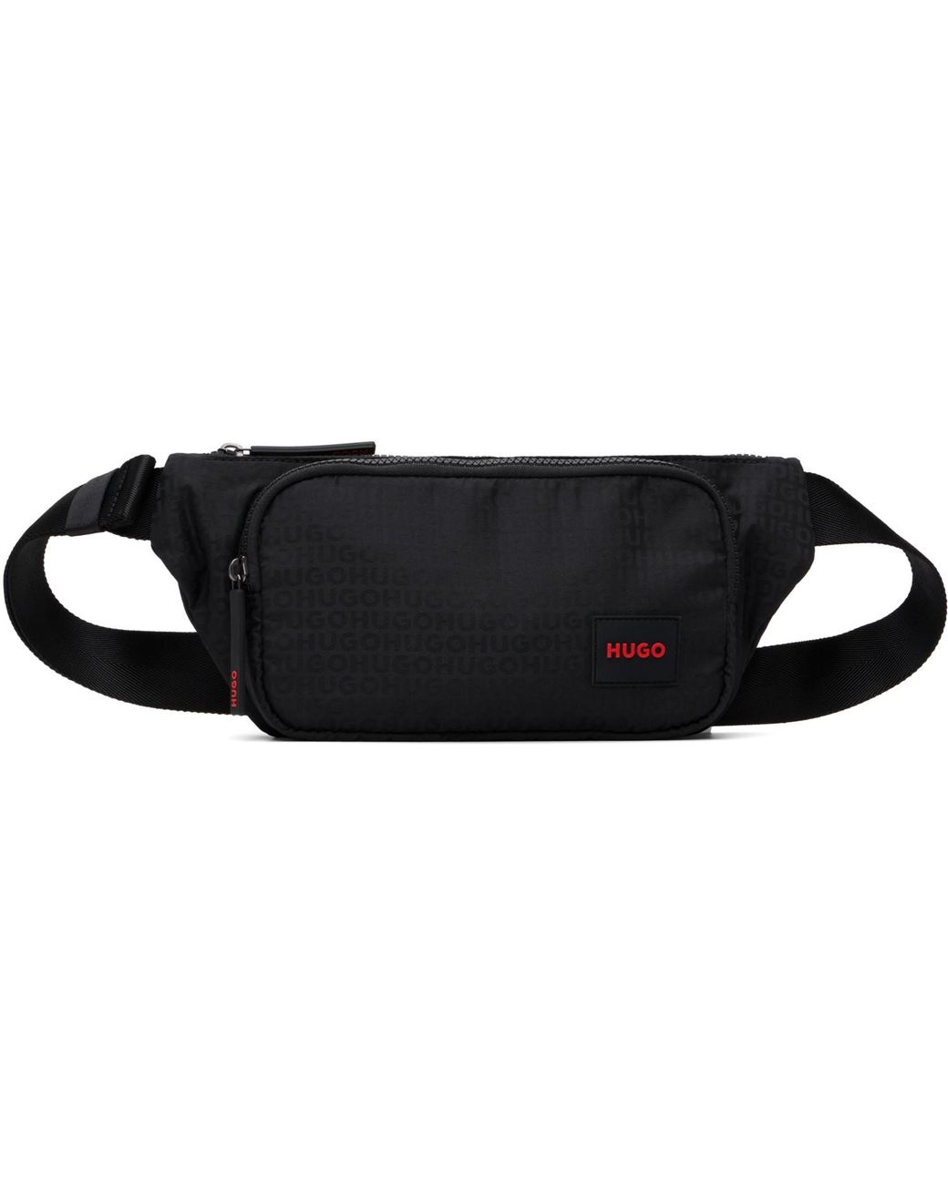 HUGO Black Jacquard Fanny Pack for men