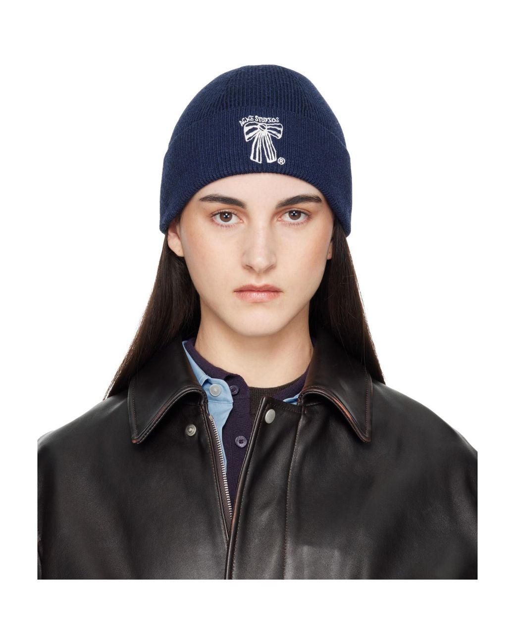 Acne Blue Merino Wool Beanie