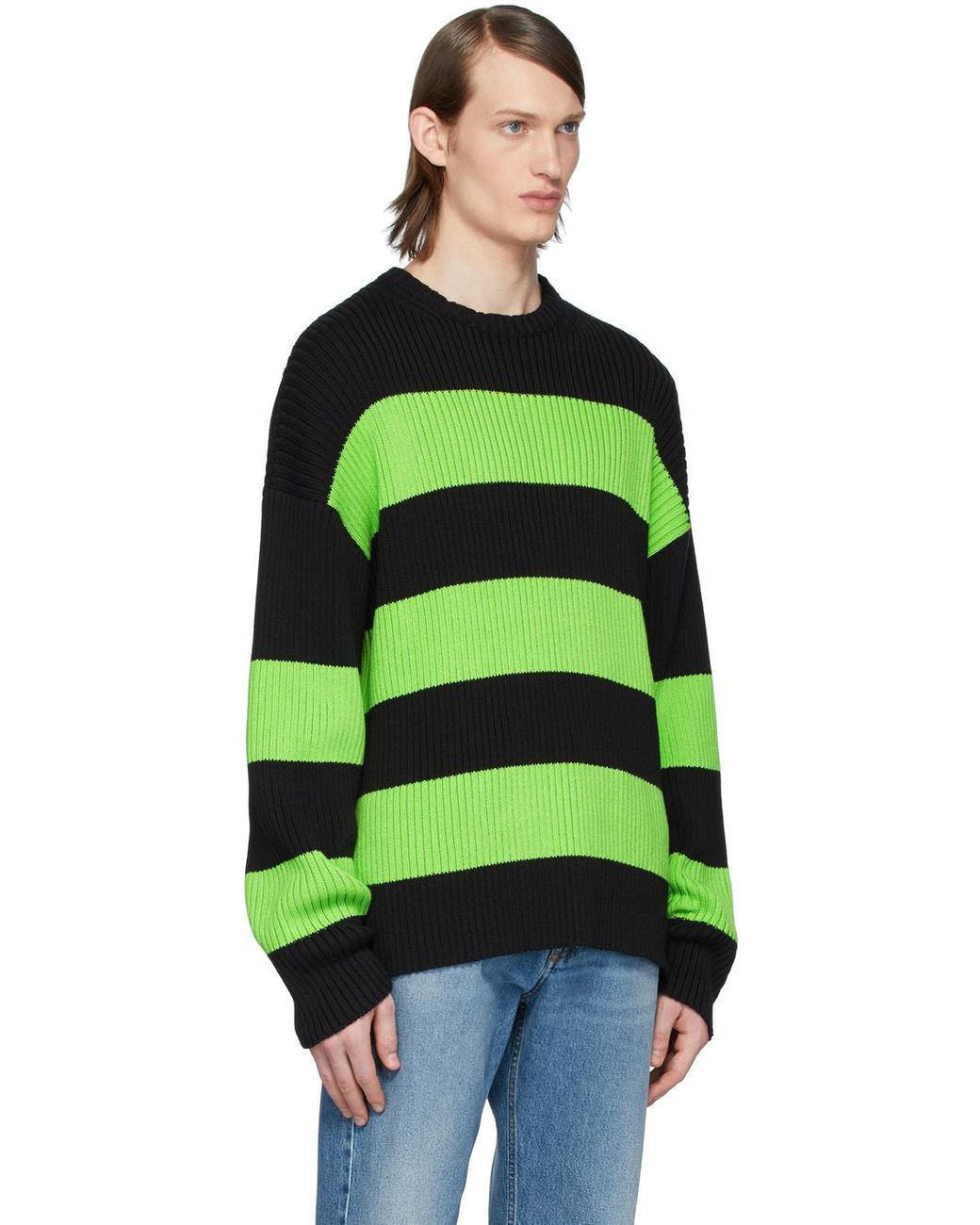 Balenciaga & Green Stripe Crewneck Sweater Men | Lyst