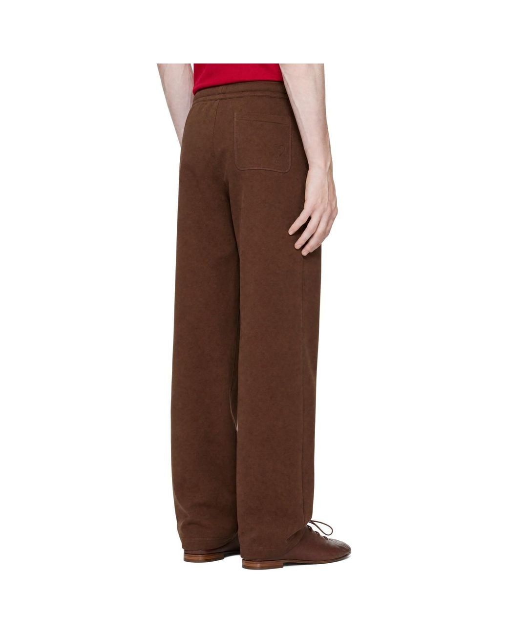AMI Brown Cotton Embossed Ami De Coeur Sweatpants for men