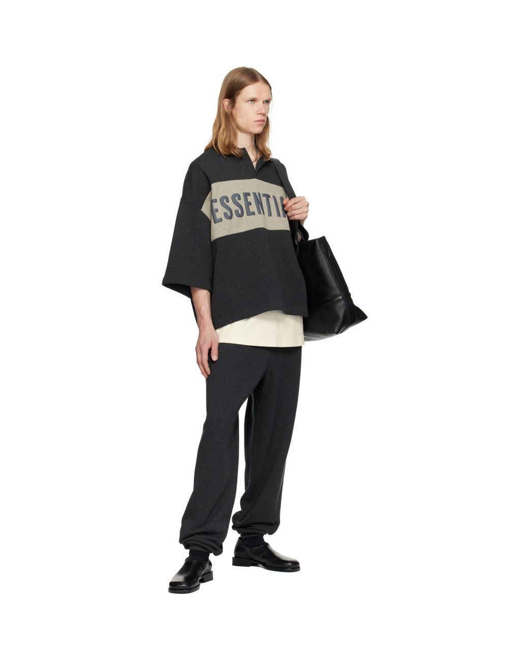Fear Of God Black Panelled Crop Polo for men