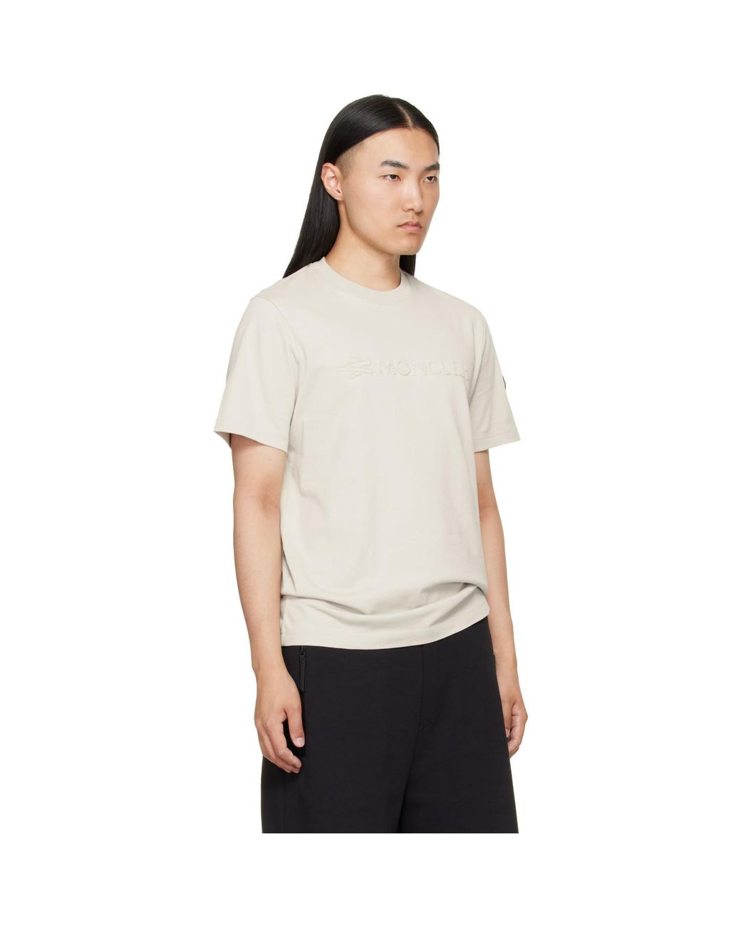 Moncler White Logo Cotton T-Shirt for men