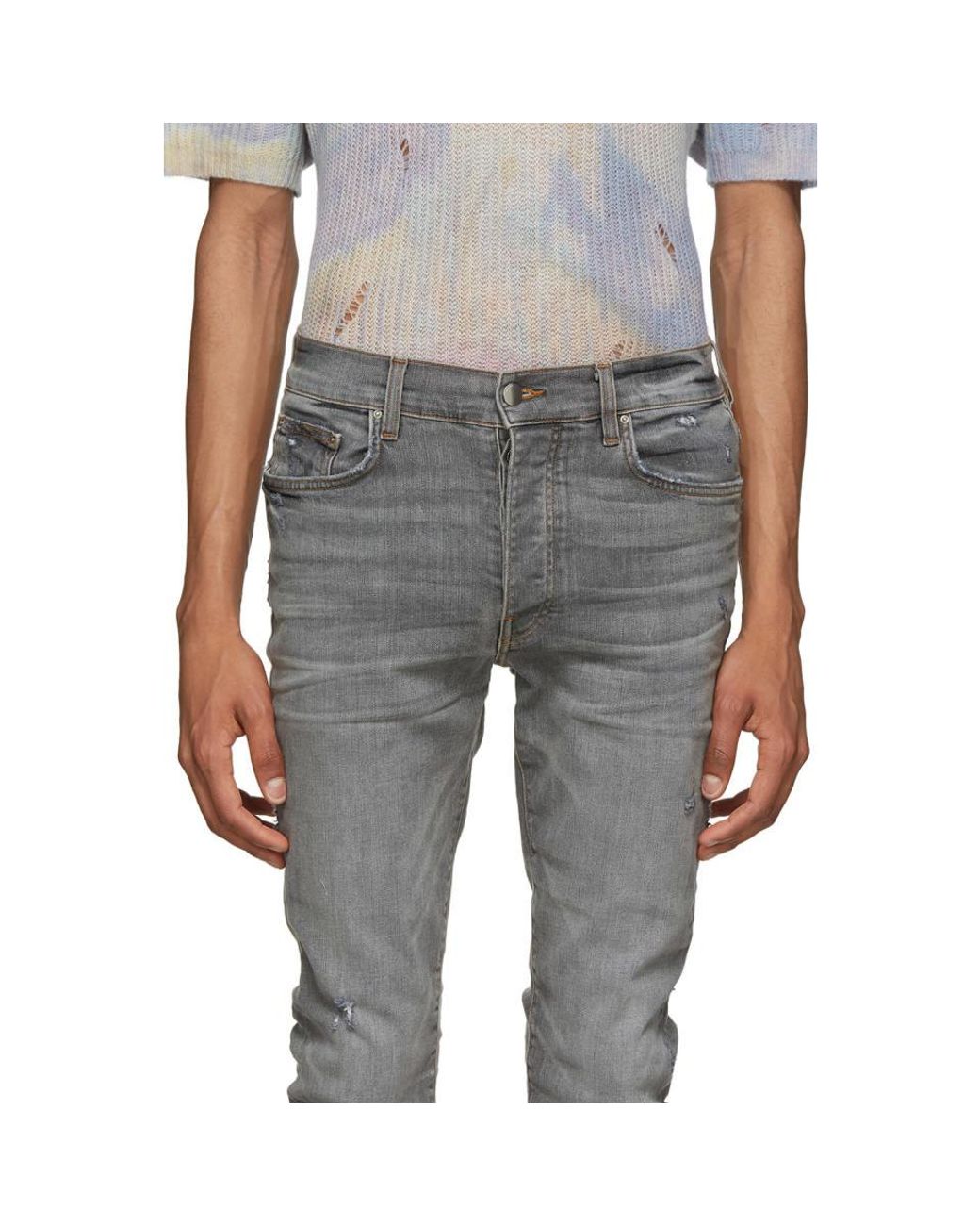 Amiri Grey Stack Smoke Jeans in Gray for Men | Lyst