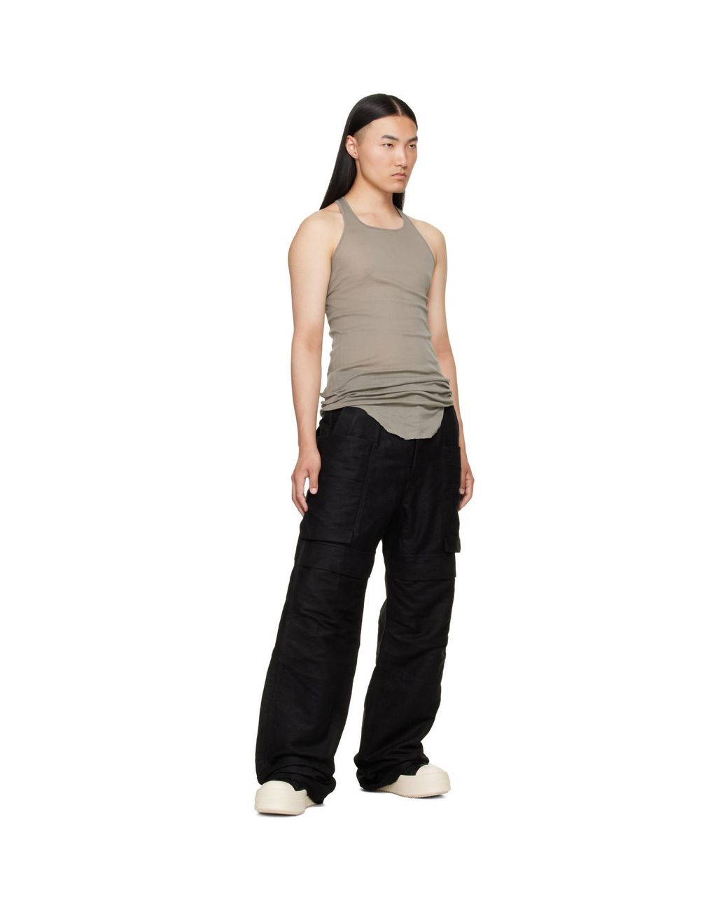 Rick Owens Black Taupe Tower Basic Rib Tank Top for men