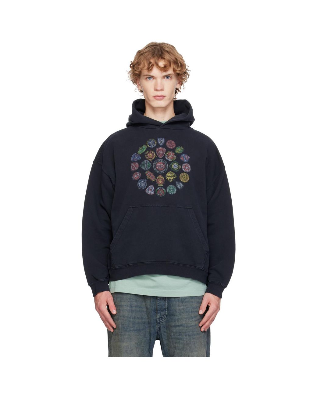 Balenciaga Blue Logo Spiral Medium Fit Hoodie for men