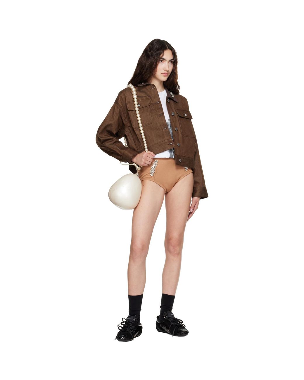 Simone Rocha Natural Off- Large Pearl Egg Bag