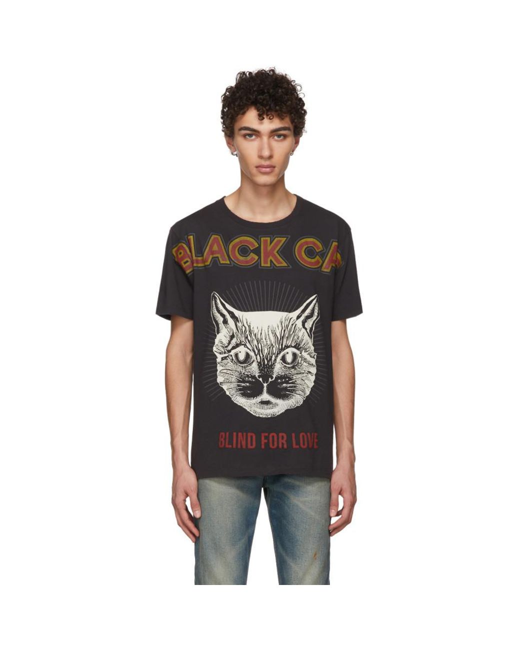 Gucci Black Cat T-shirt for Men | Lyst