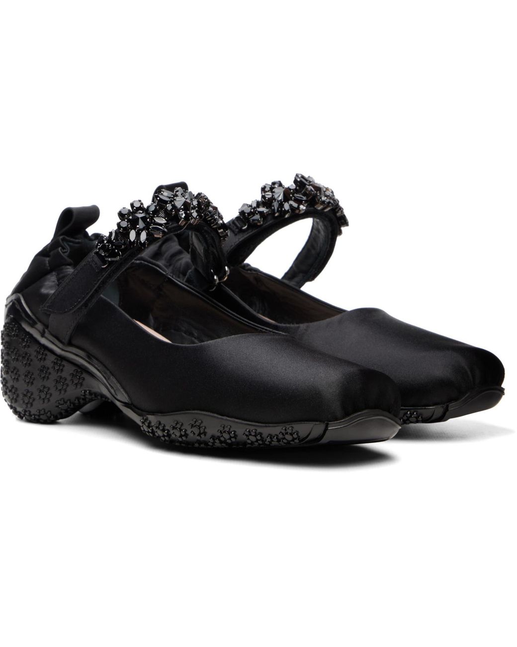Simone Rocha Black Satin Turbo Ballet Runner Loafers