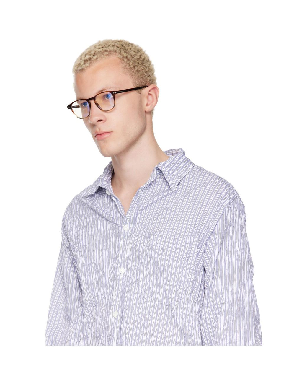 Tom Ford Brown Round Light Glasses for men
