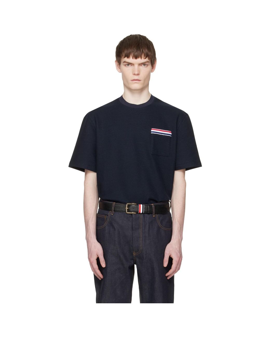 Thom Browne Blue Short Sleeve Pocket T-Shirt for men