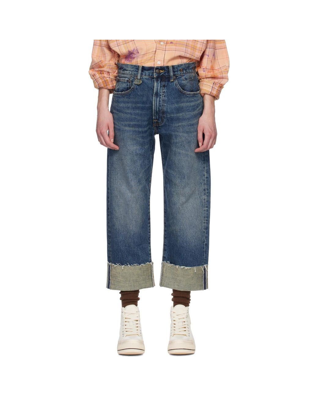 R13 Blue Cuffed X-Boyfriend Jeans