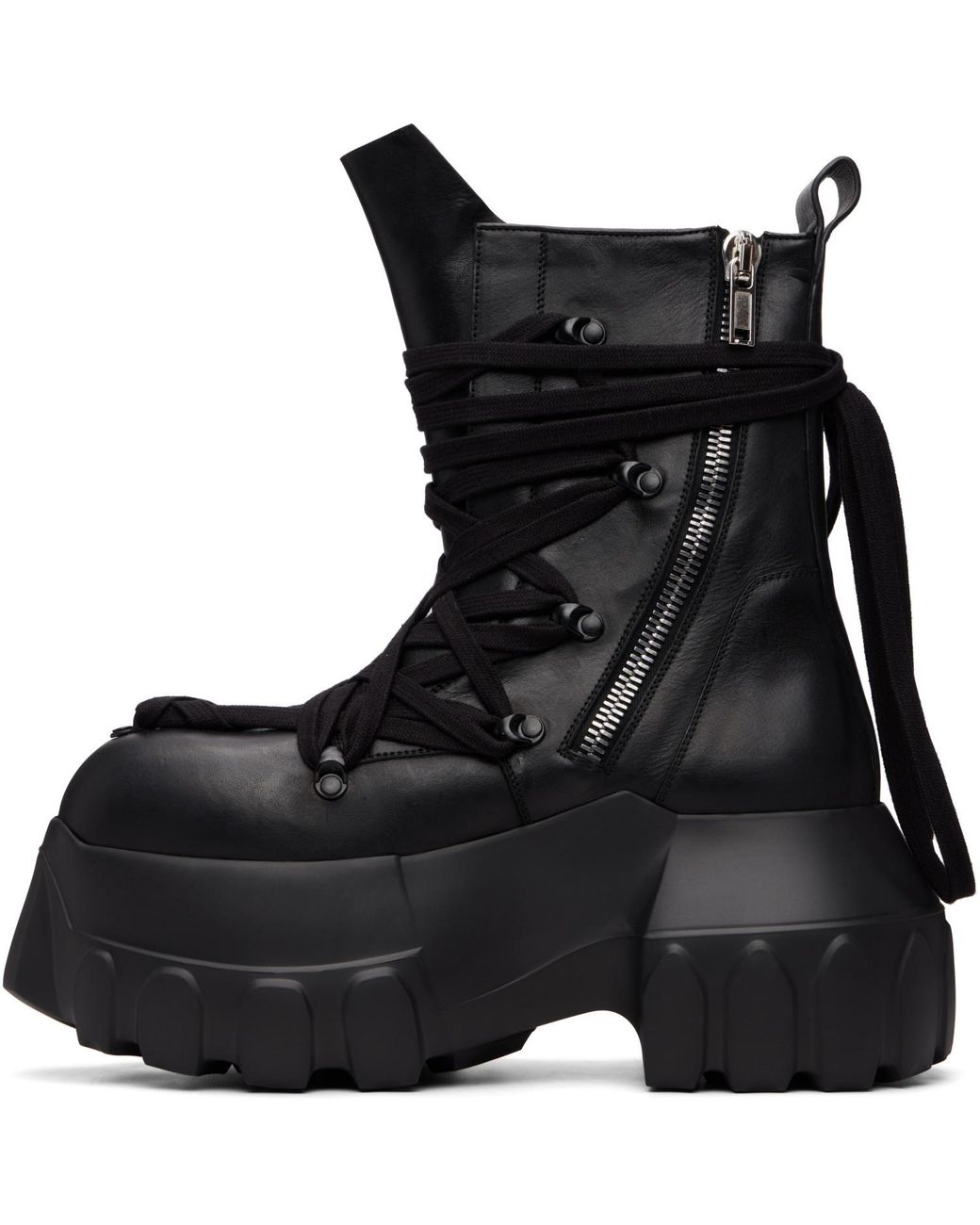 Rick Owens Black Tower Megalace Mega Tractor Boots for men