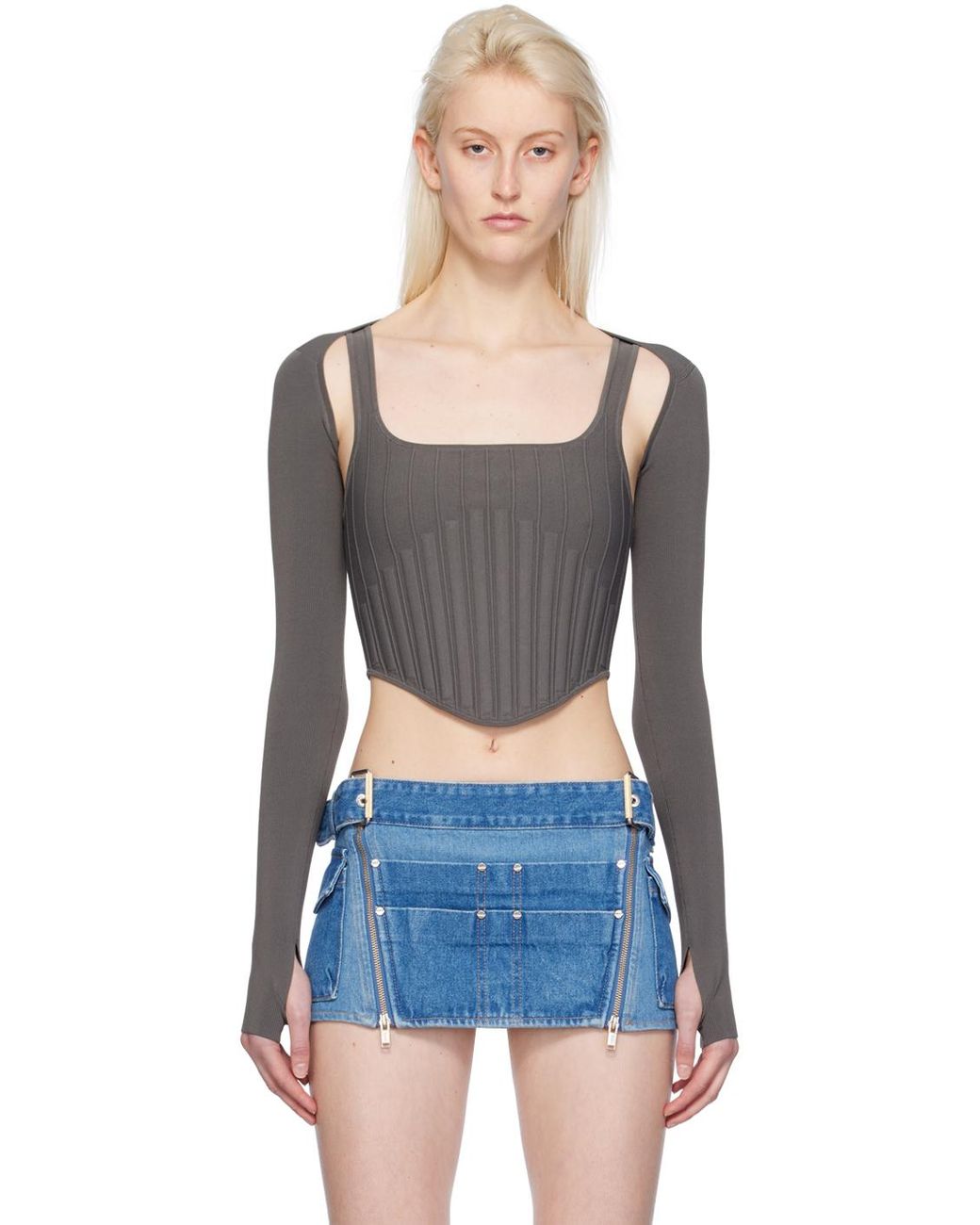 Dion Lee White Ventral Compact Corset Top