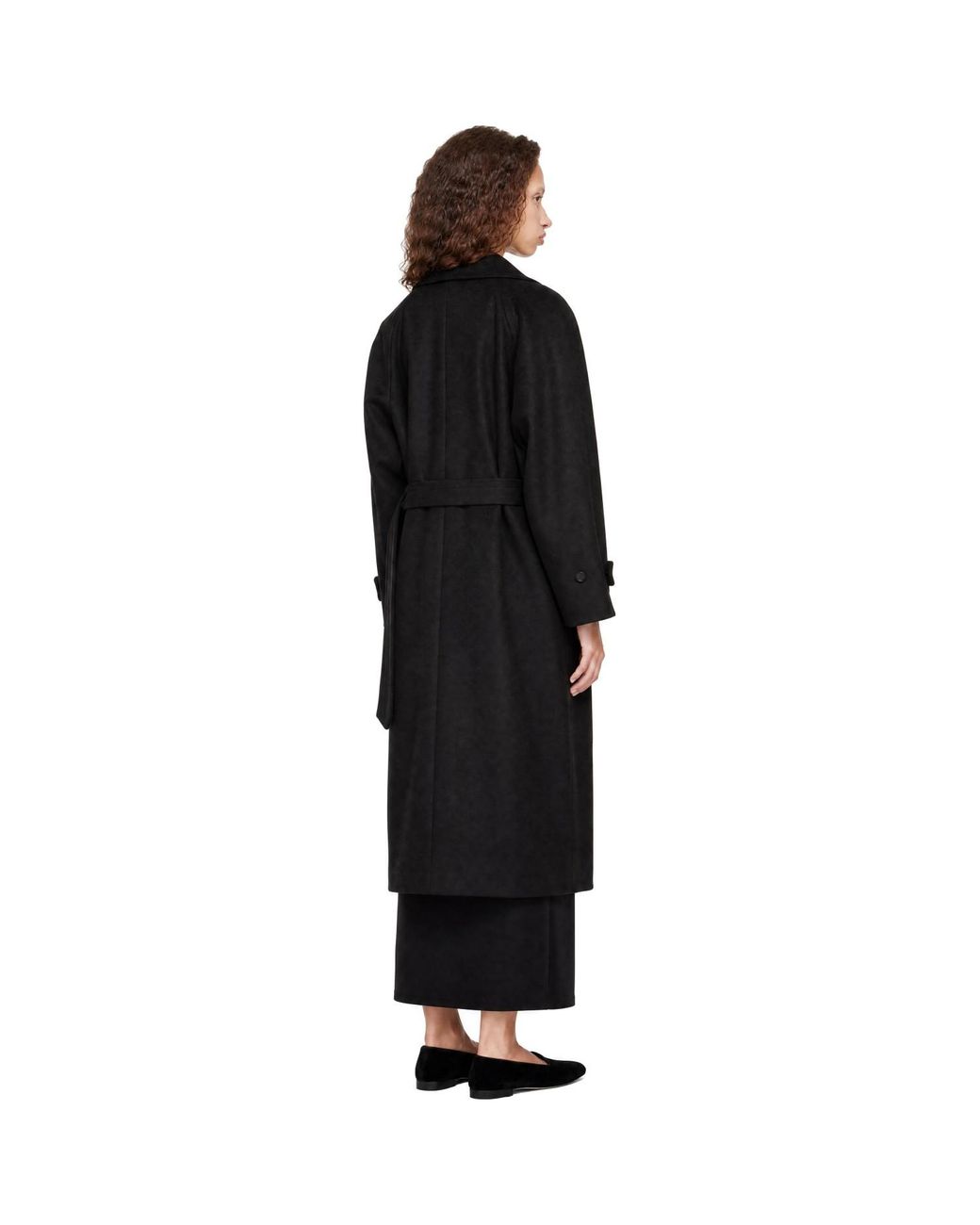 Ssstein Black Wool Raglan Sleeve Balmacaan Coat