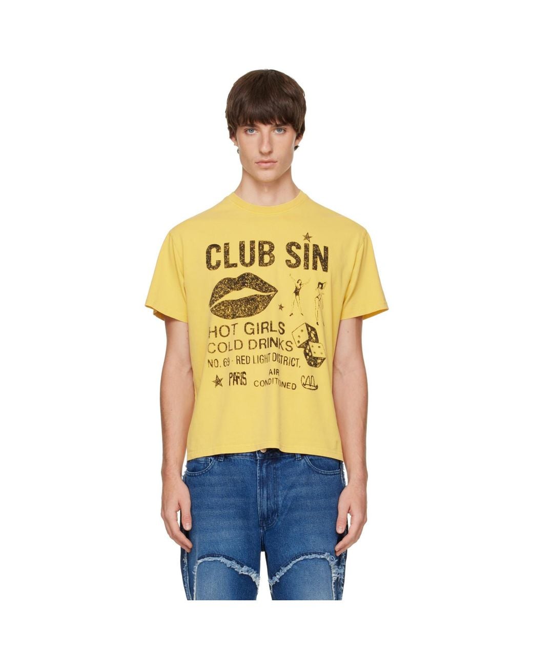 Carne Bollente Yellow 'Club Sin' T-Shirt for men