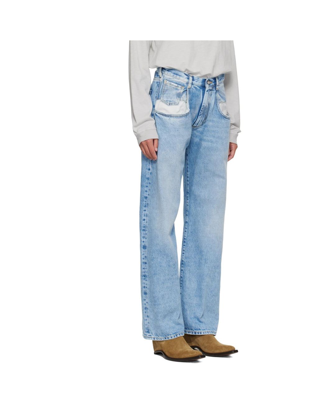 Maison Margiela Blue Contrasted Pockets Straight Jeans