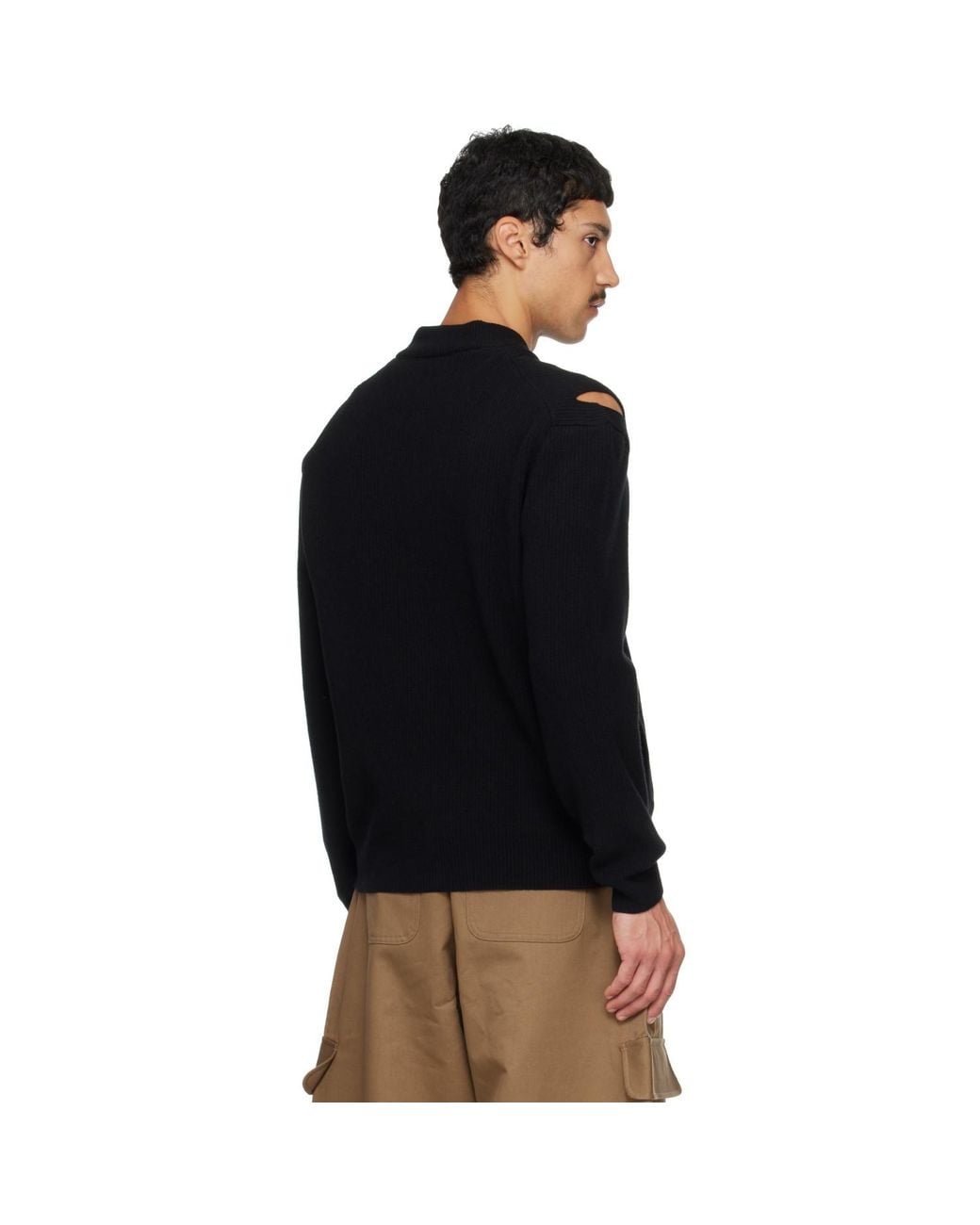 Simone Rocha Black Slash Zip Cardigan for men