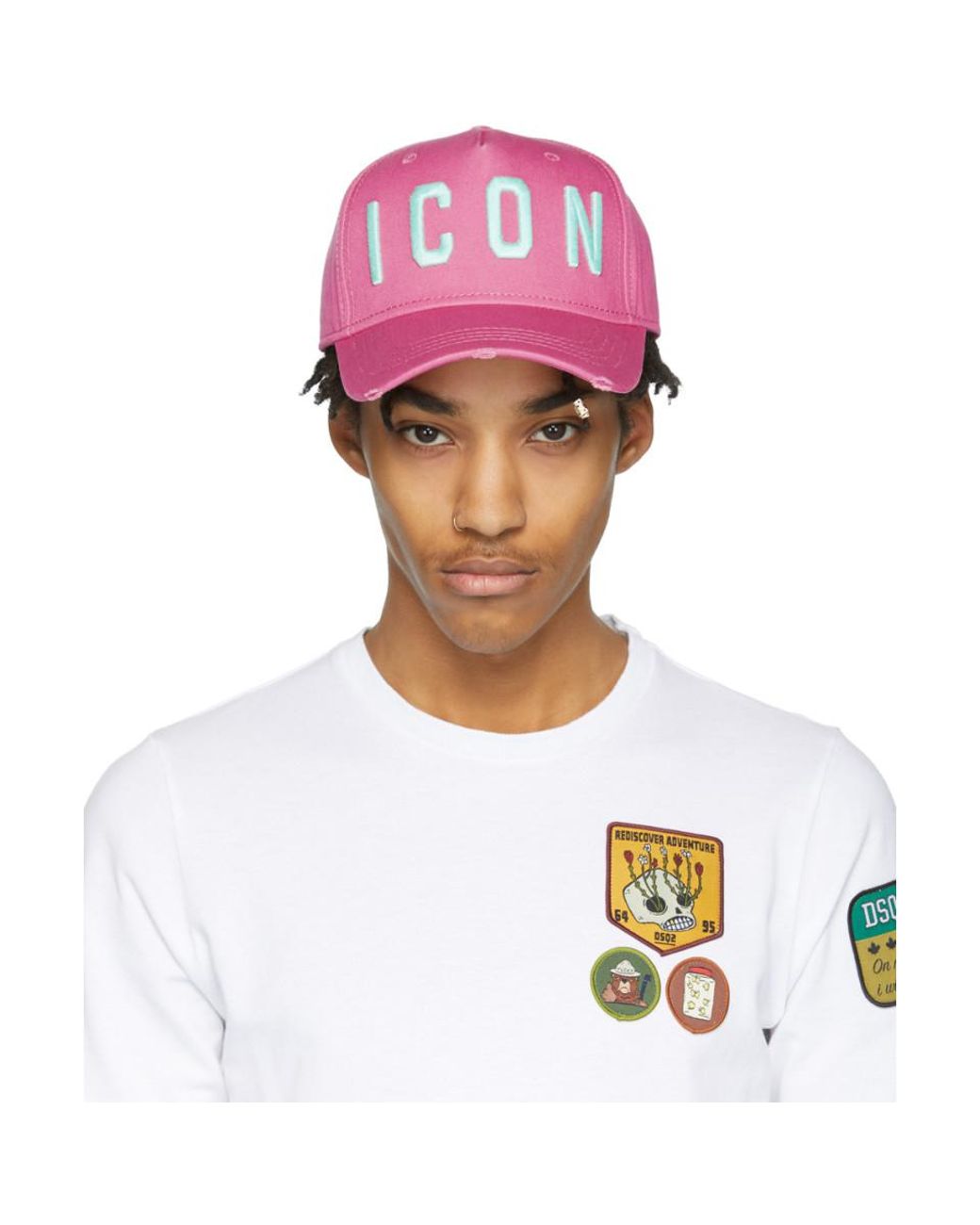DSquared² Cotton Pink Icon Cap for Men 