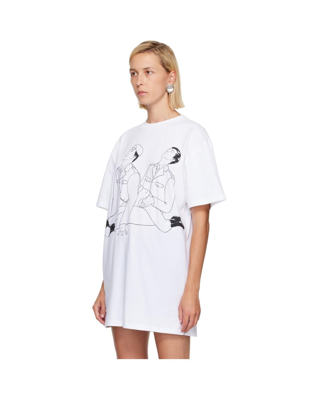 Jean Paul Gaultier White Cotton Jersey Oversized Printed Kamasutra T-Shirt