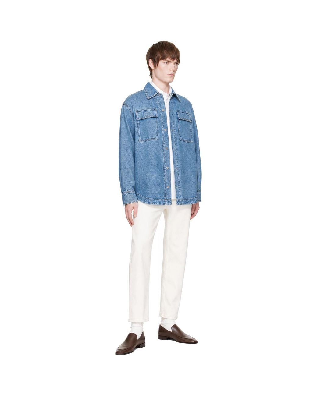 AMI Blue Camp Collar Overshirt for men